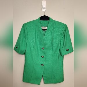 VTG Vintage KASPER for A.S.L Green Short-sleeved Green Blazer Jacket Siz…